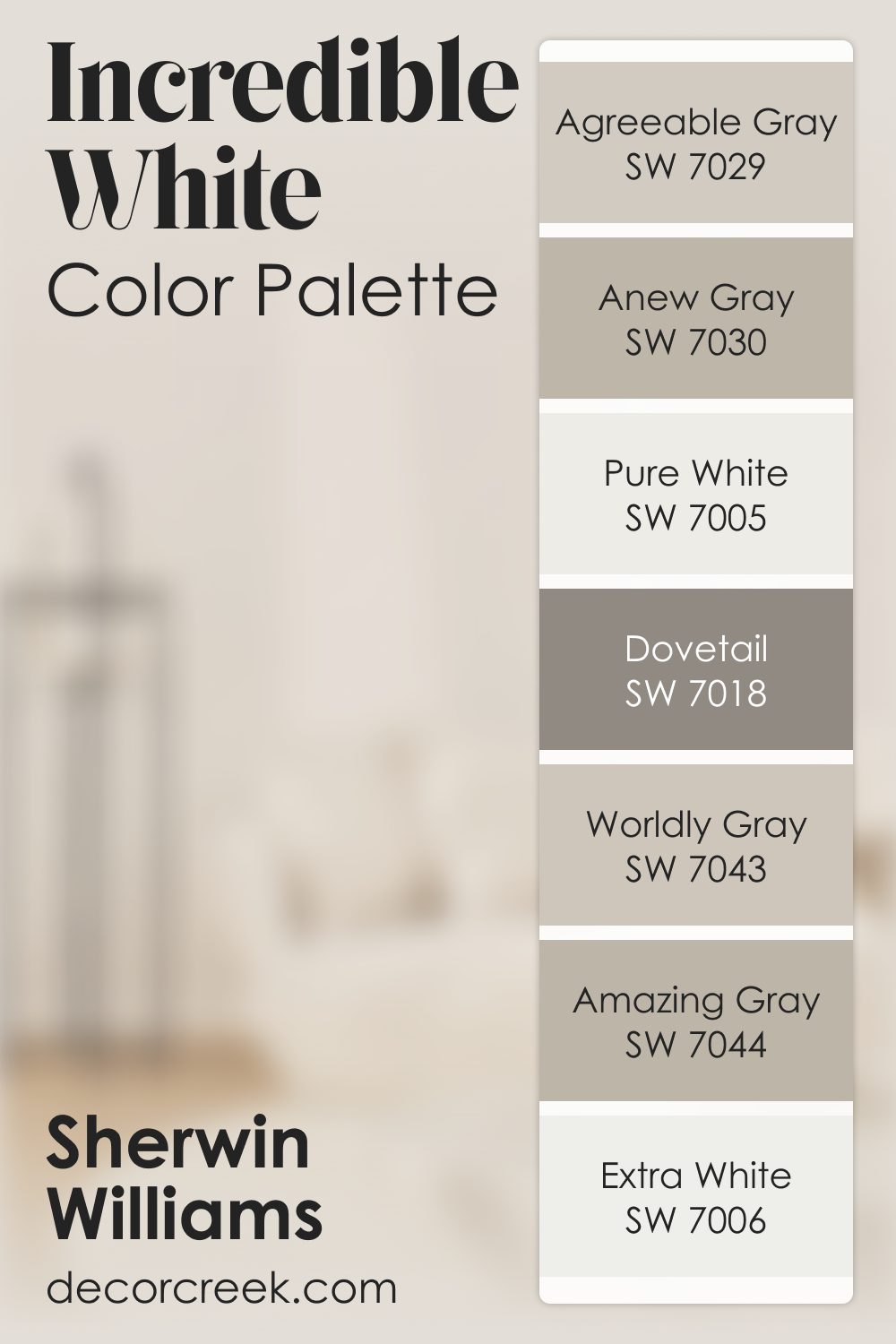 Incredible White SW 7028 by Sherwin Williams Color Palette