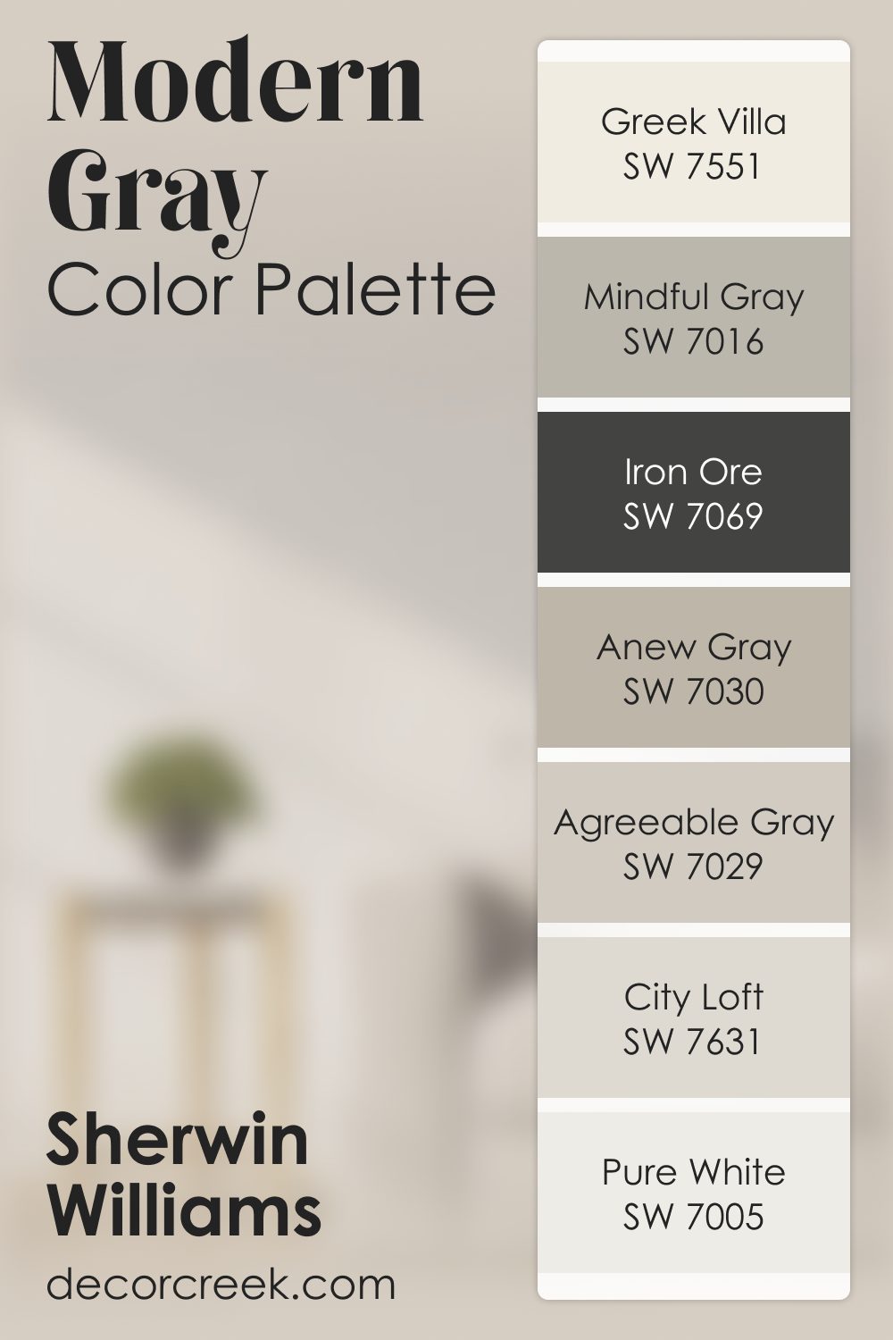 Modern Gray SW 7632 by Sherwin Williams Color Palette