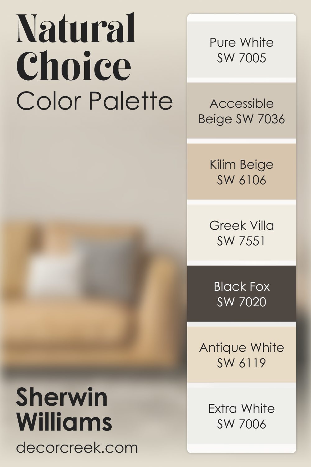 Natural Choice SW 7011 by Sherwin Williams Color Palette