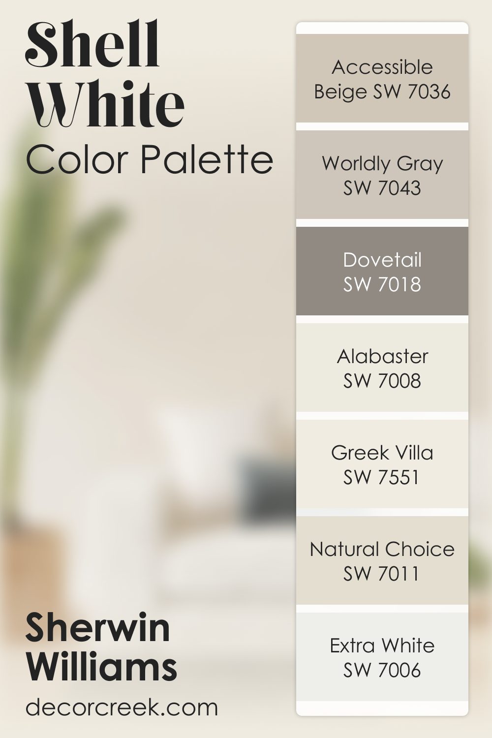 Shell White SW 8917 by Sherwin Williams Color Palette