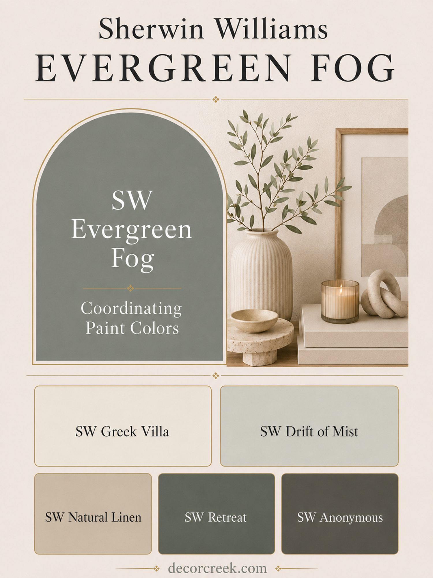 Complementary Colors for Evergreen Fog SW 9130