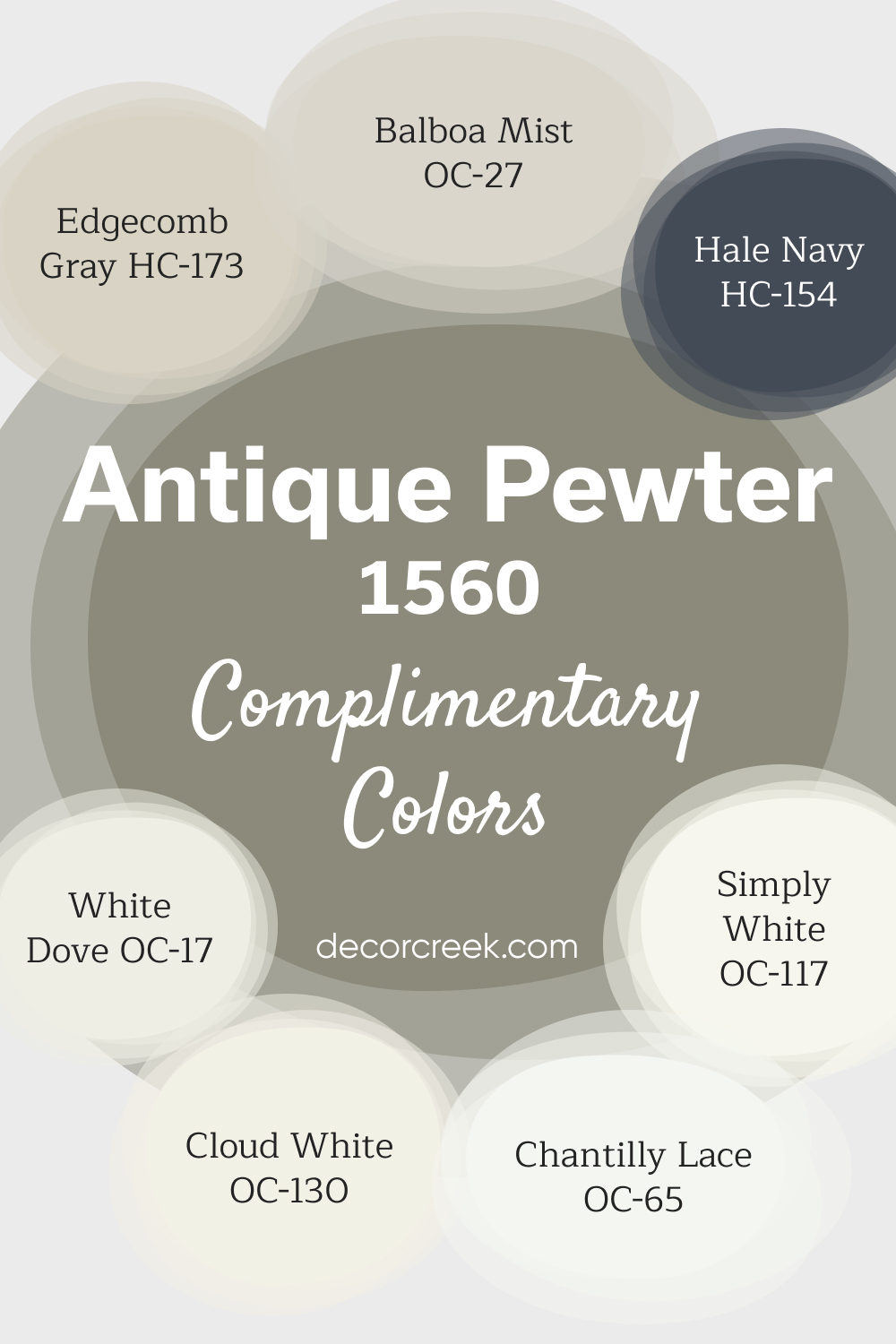 Complimentary Colors for Antique Pewter 1560 Paint Color by Benjamin Moore