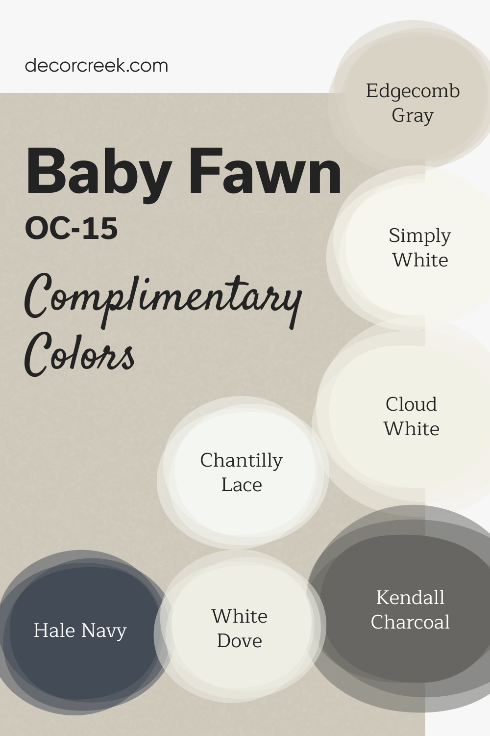 Complimentary Colors for Baby Fawn OC-15 Paint Color by Benjamin Moore