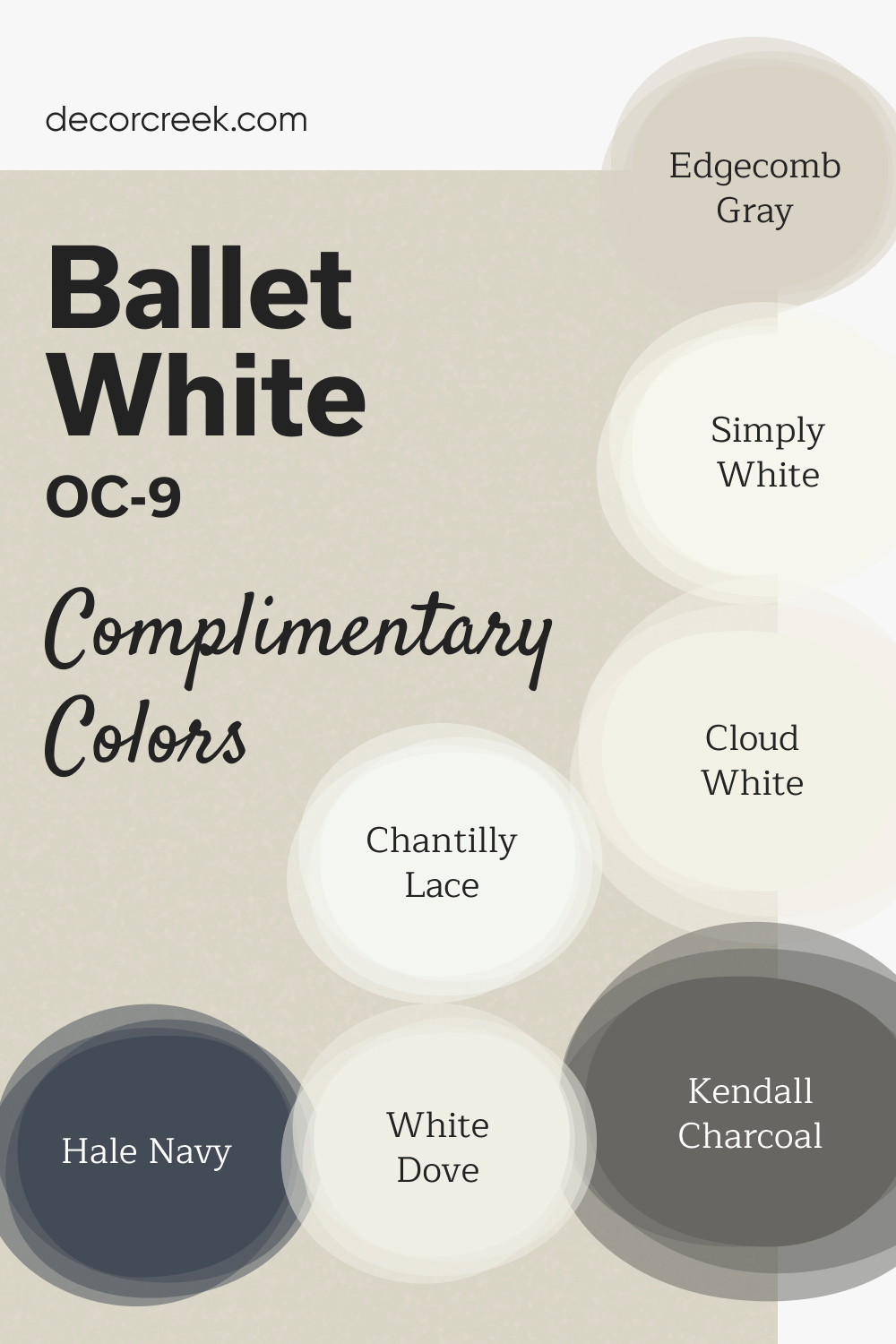 Complimentary Colors for Ballet White OC-9 Paint Color by Benjamin Moore