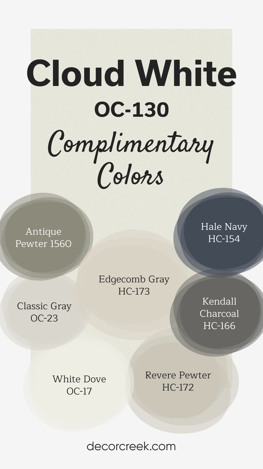 Complimentary Colors for Cloud White OC-130 Paint Color by Benjamin Moore