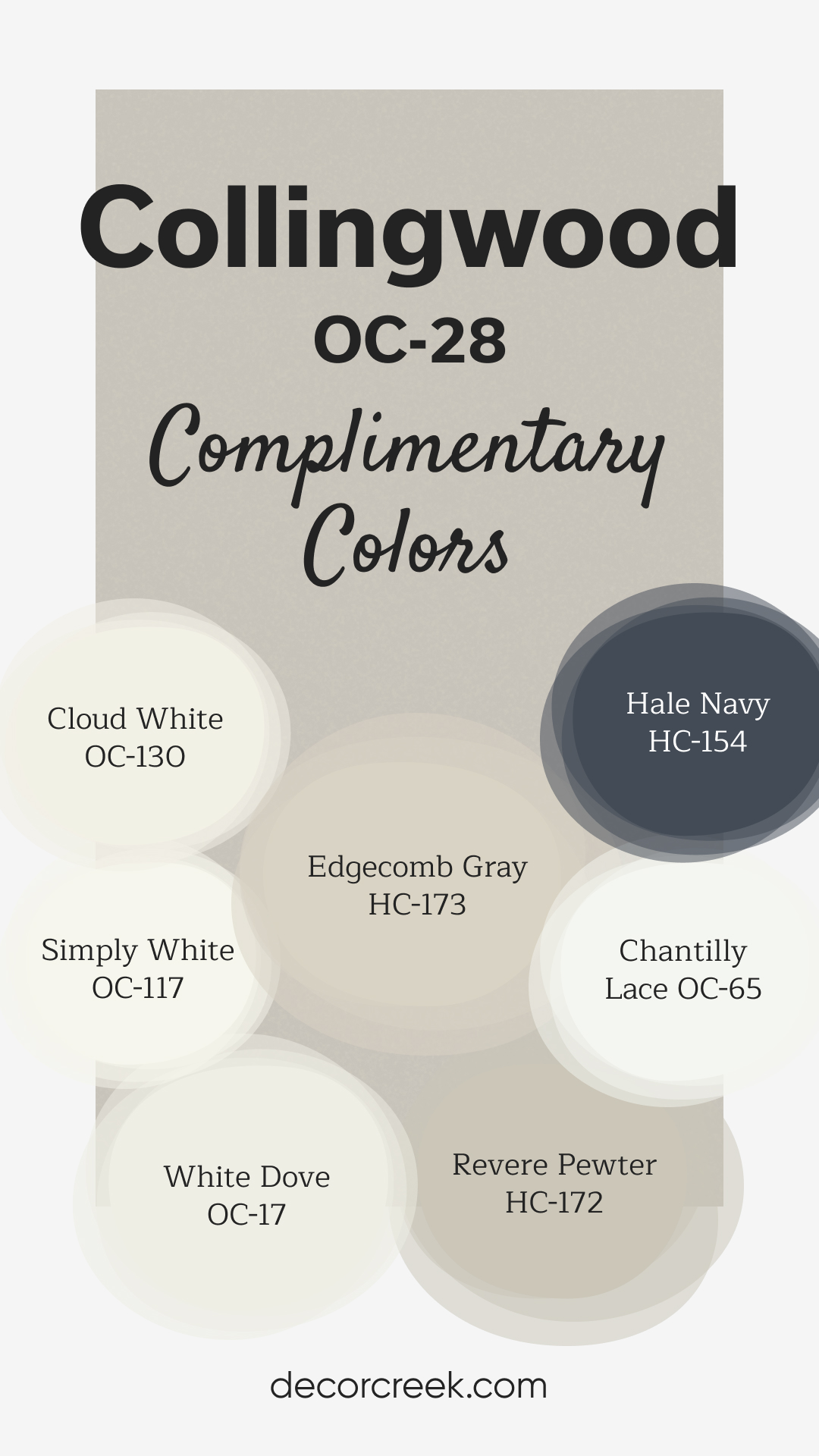 Complimentary Colors for Collingwood OC-28 Paint Color by Benjamin Moore