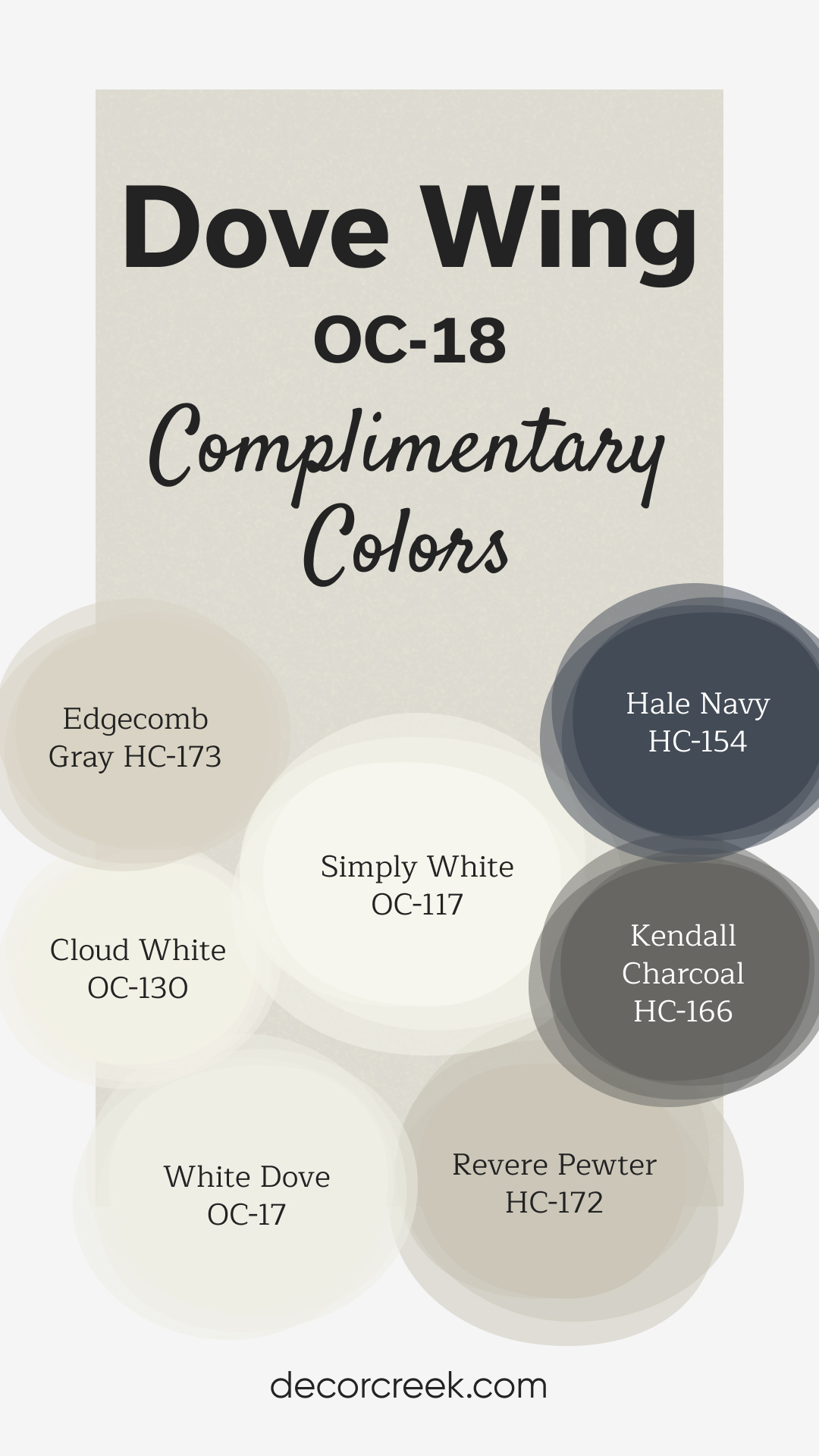 Complimentary Colors for Dove Wing OC-18 Paint Color by Benjamin Moore