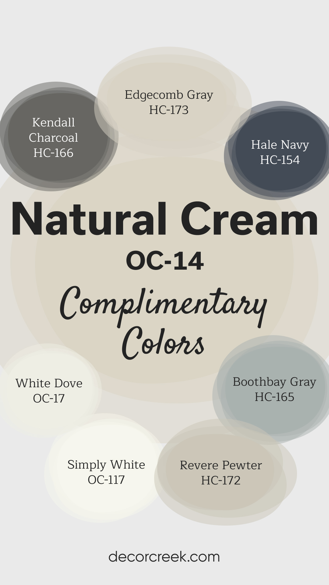 Complimentary Colors for Natural Cream OC-14 Paint Color by Benjamin Moore