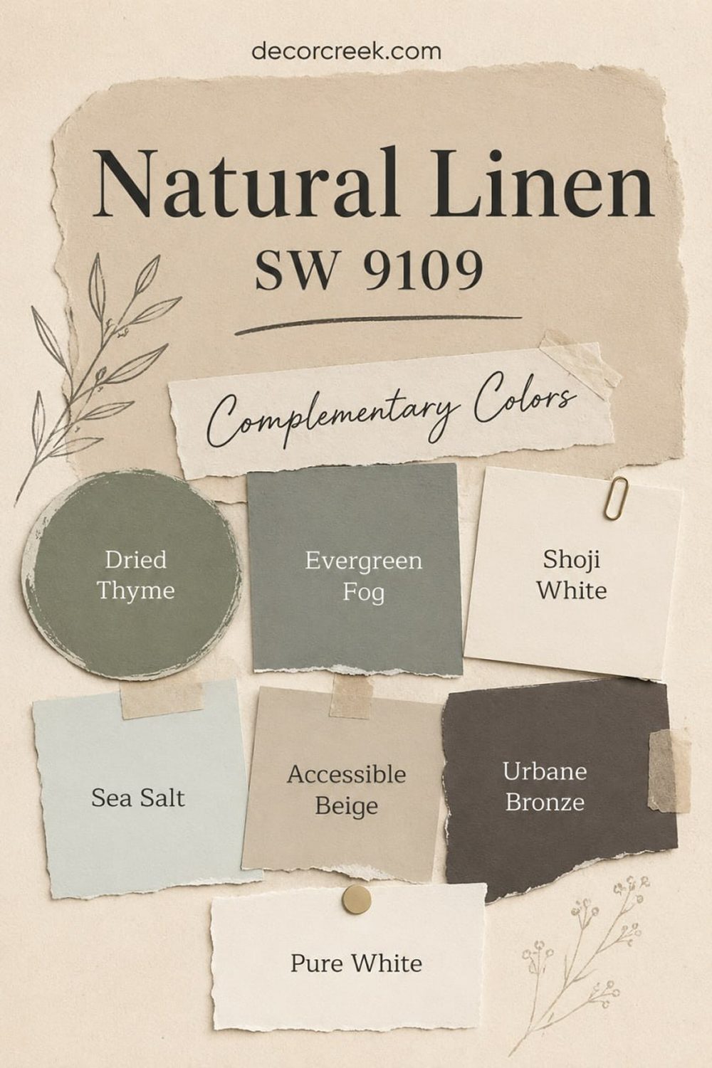 Complimentary Colors for Natural Linen SW 9109 Paint Color by Sherwin Williams