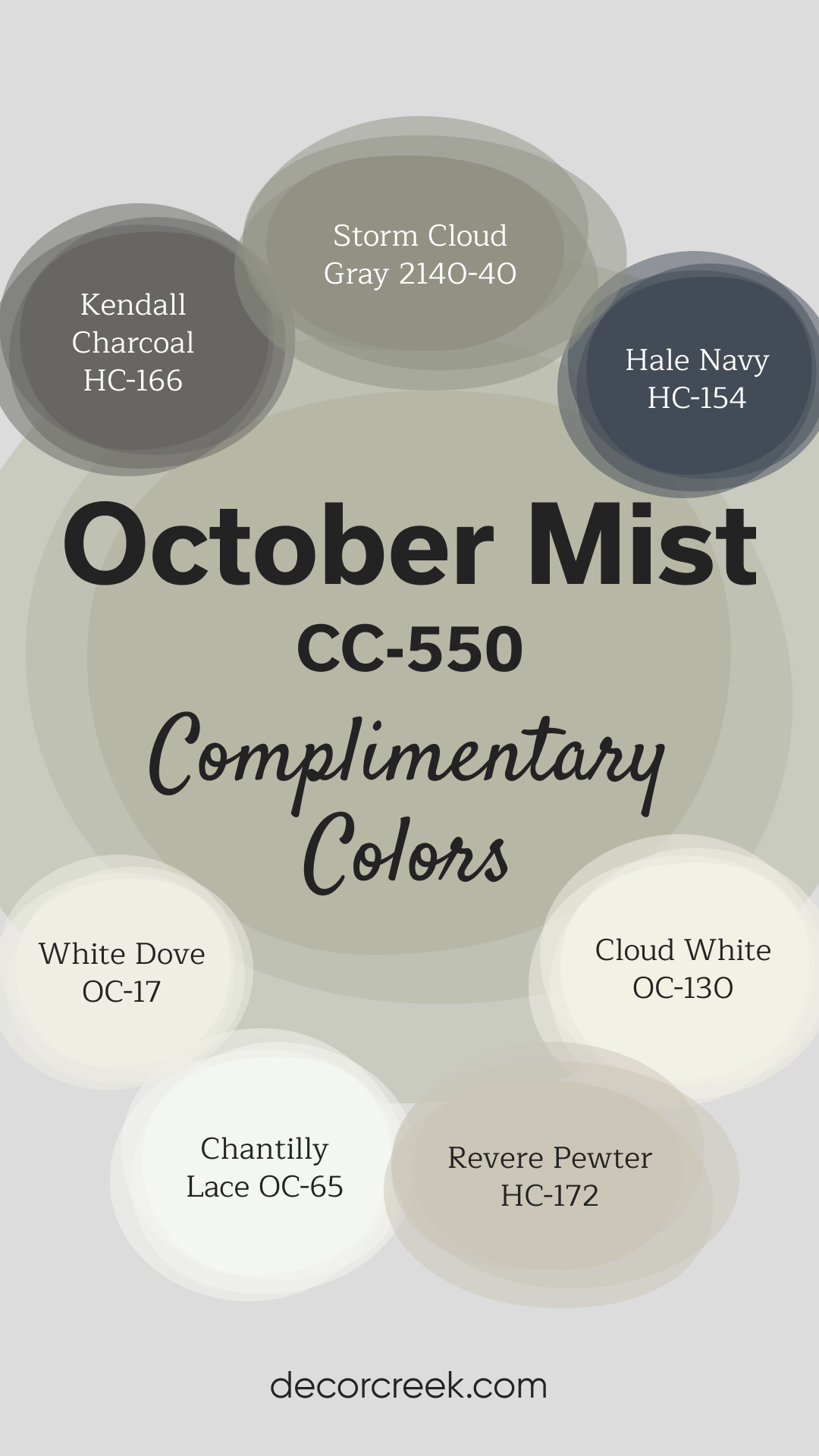 Complimentary Colors for October Mist 1495 Paint Color by Benjamin Moore