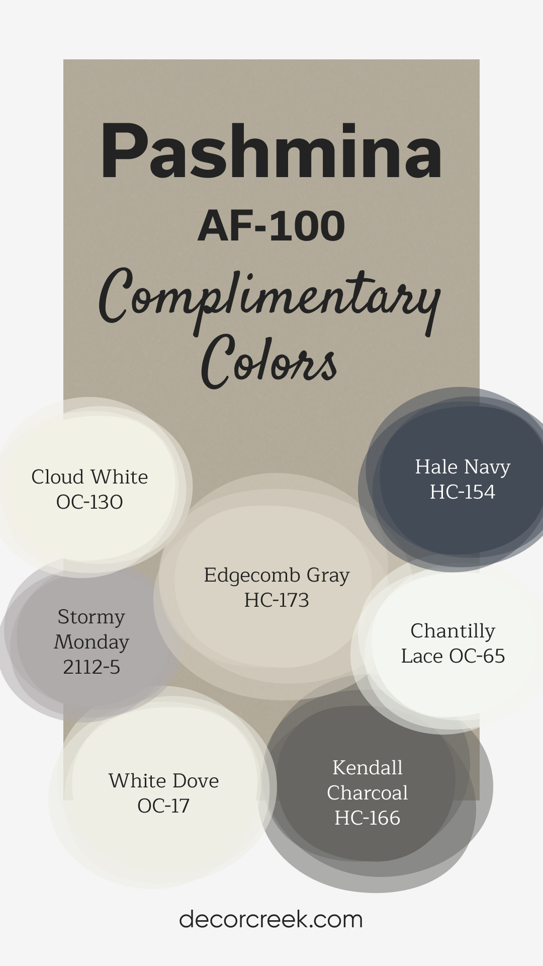 Complimentary Colors for Pashmina AF-100 Paint Color by Benjamin Moore