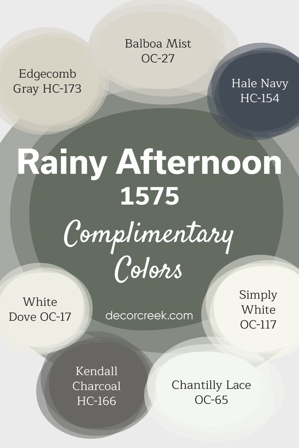 Complimentary Colors for Rainy Afternoon 1575 Paint Color by Benjamin Moore