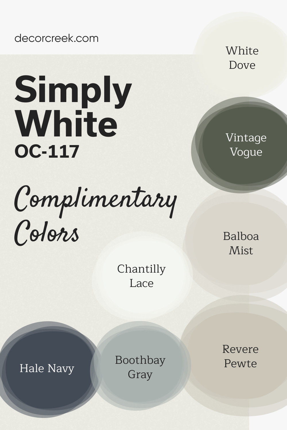 Complimentary Colors for Simply White OC-117 Paint Color by Benjamin Moore