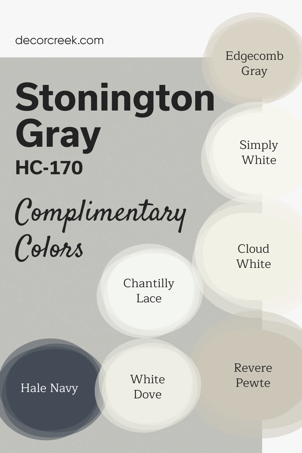 Complimentary Colors for Stonington Gray HC-170 Paint Color by Benjamin Moore