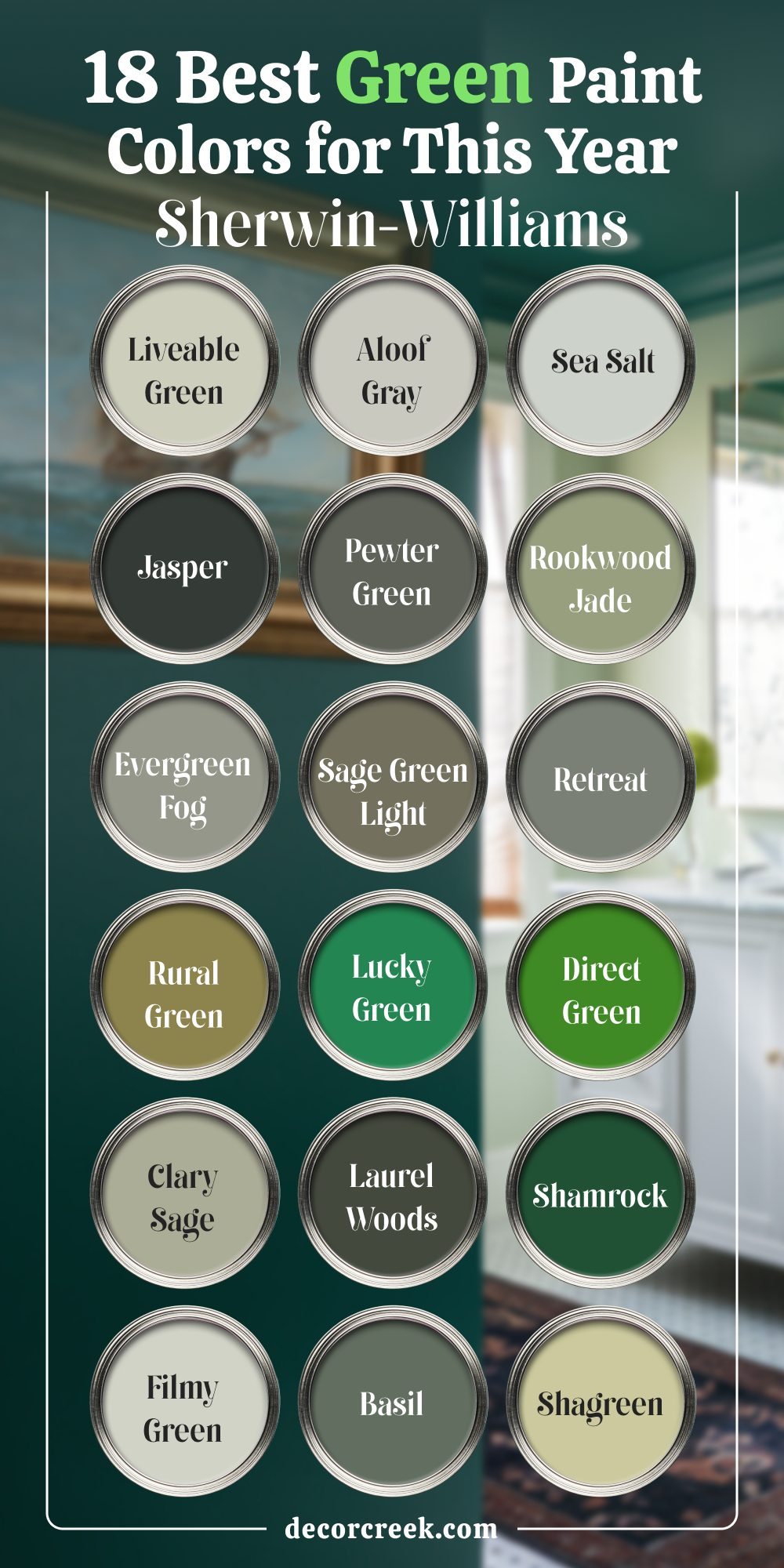 18 best green paint colors for this year by SHerwin Williams