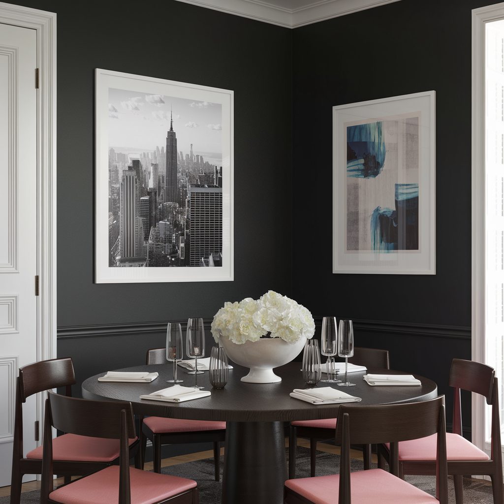 dark grey elegant dining room