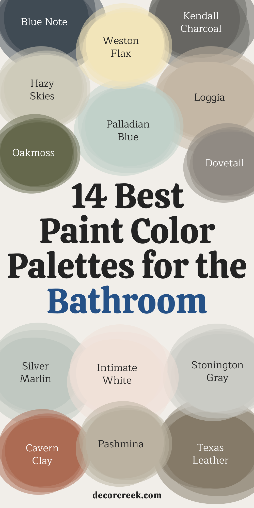 14 Best Paint Color Palettes for the Bathroom