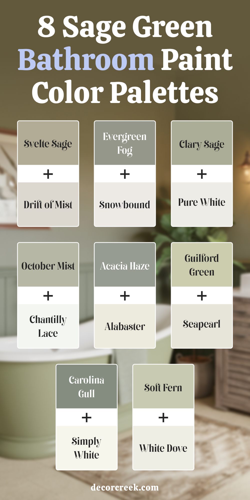 8 Sage Green Bathroom Paint Color Palettes