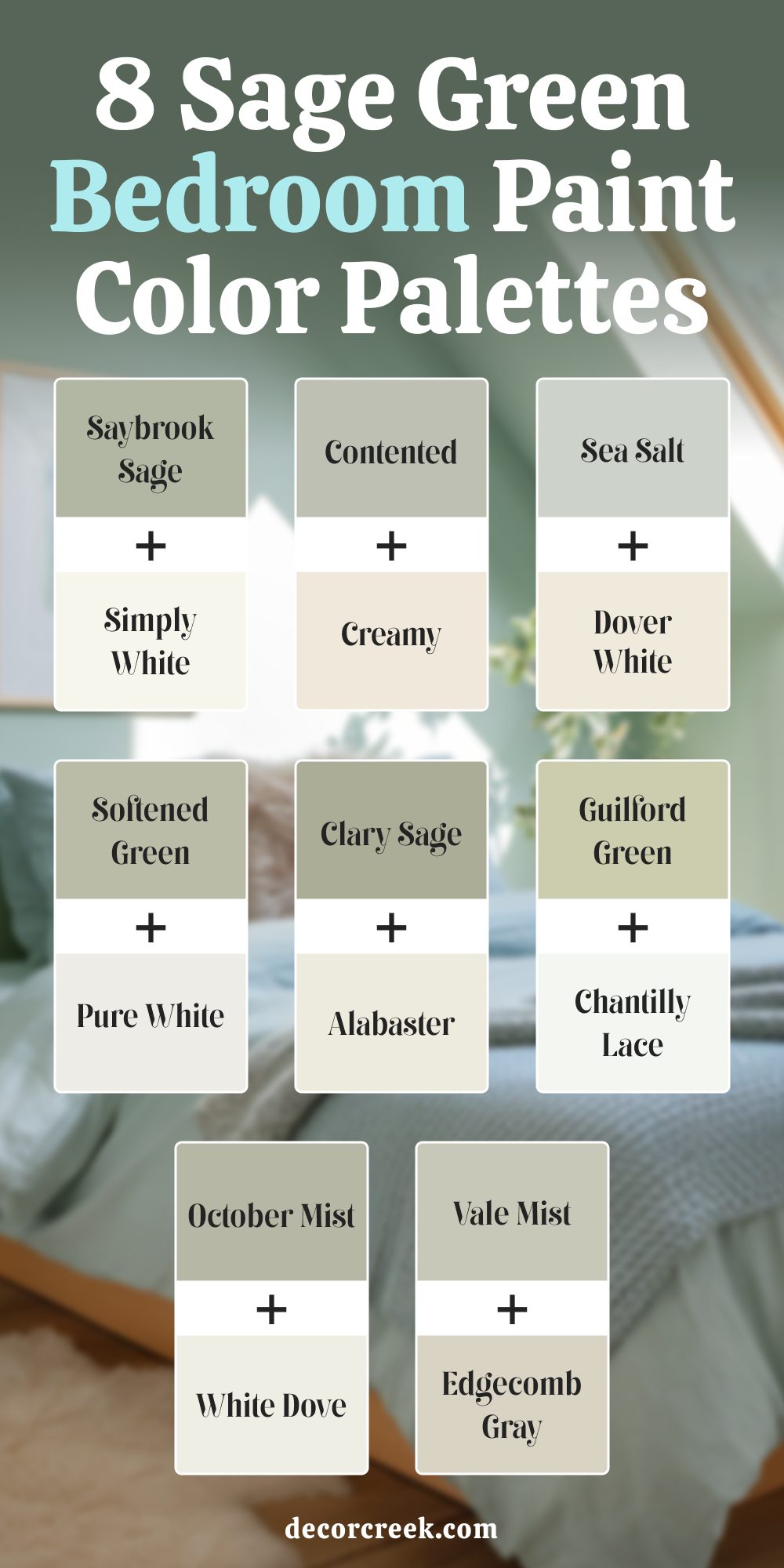 8 Sage Green Bedroom Paint Color Palettes