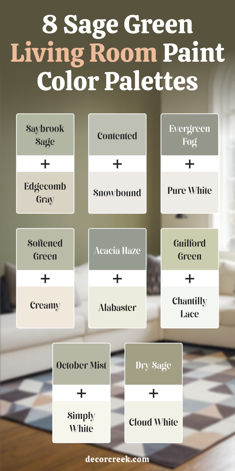 8 Sage Green Living Room Paint Color Palettes