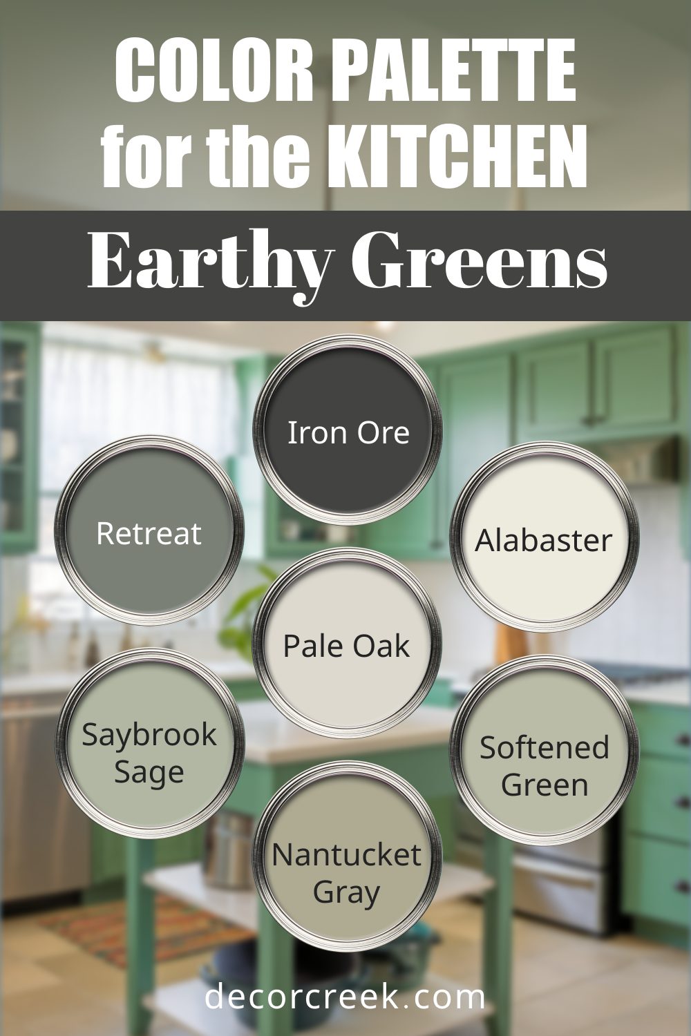 Earthy Greens - 19 Best Paint Color Palettes for the Kitchen