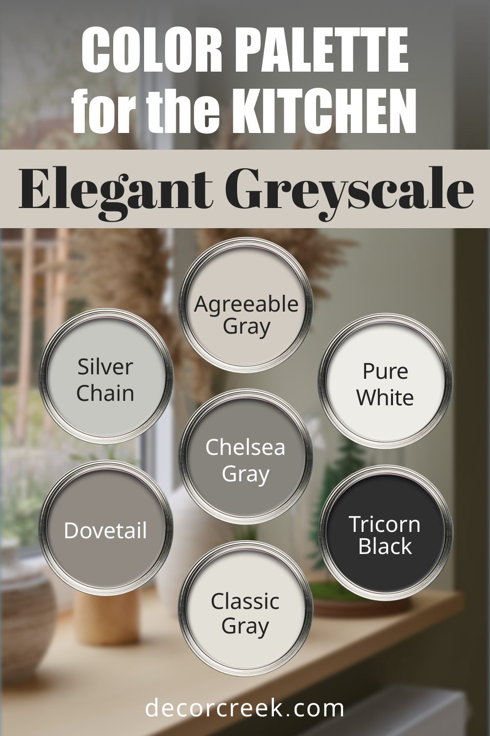 Elegant Greyscale - 19 Best Paint Color Palettes for the Kitchen