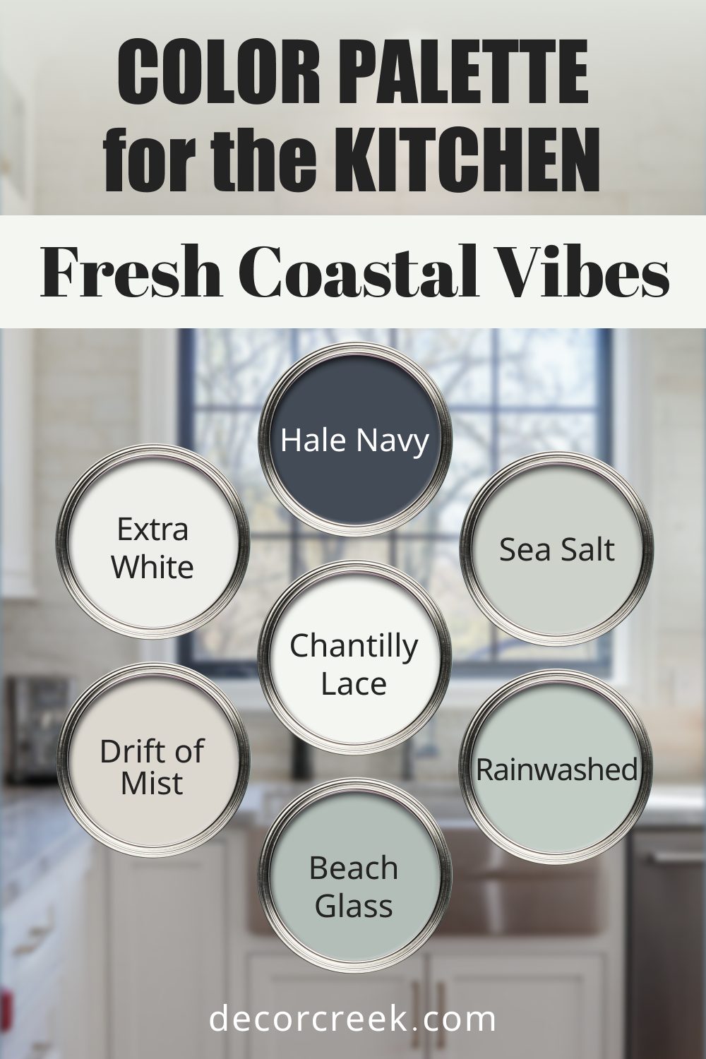 Fresh Coastal Vibes - 19 Best Paint Color Palettes for the Kitchen