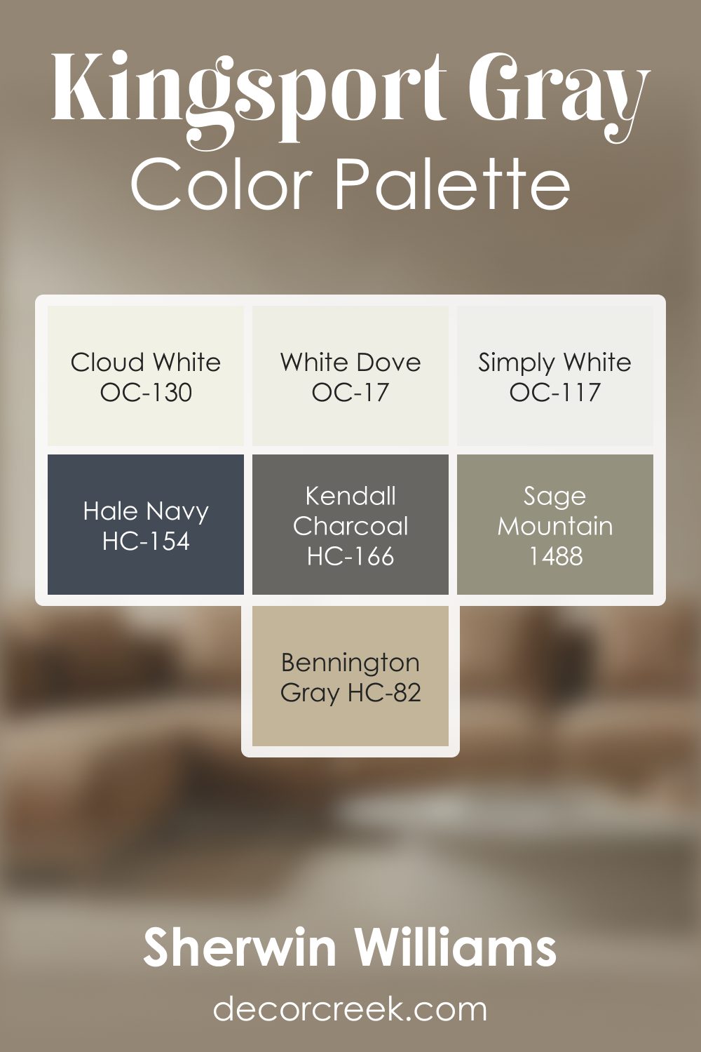 Kingsport Gray HC-86 by Benjamin Moore Color Palette