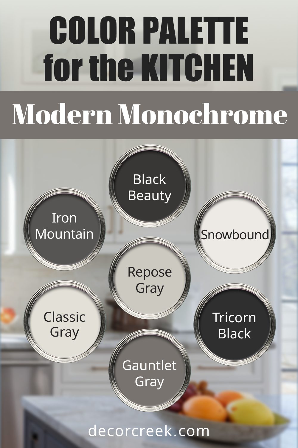 Modern Monochrome - 19 Best Paint Color Palettes for the Kitchen