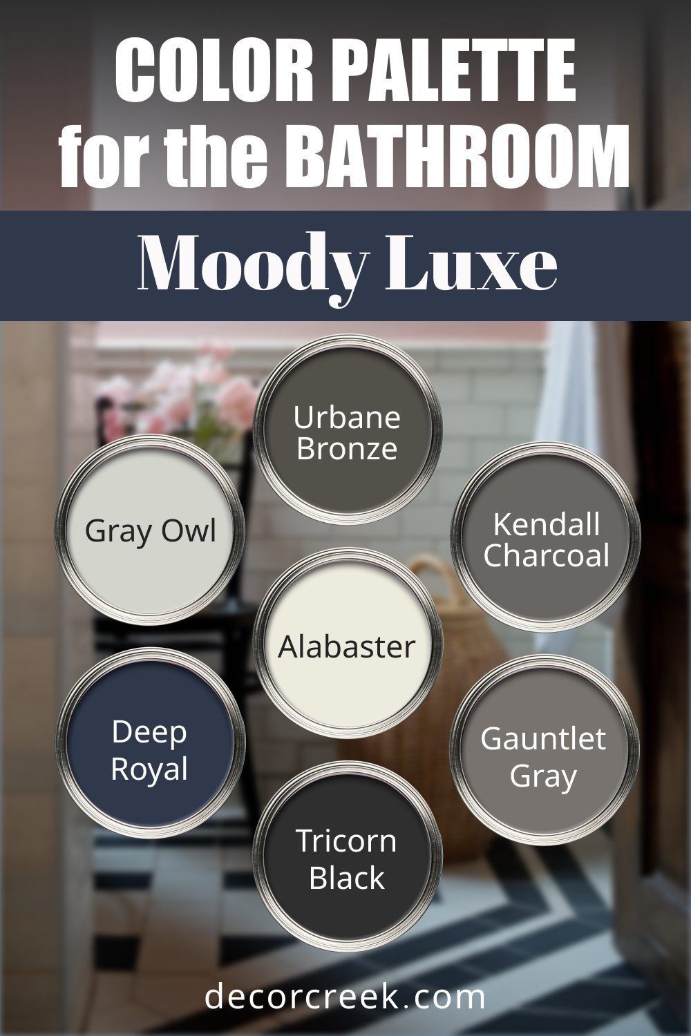 Moody Luxe - 14 Best Paint Color Palettes for the Bathroom