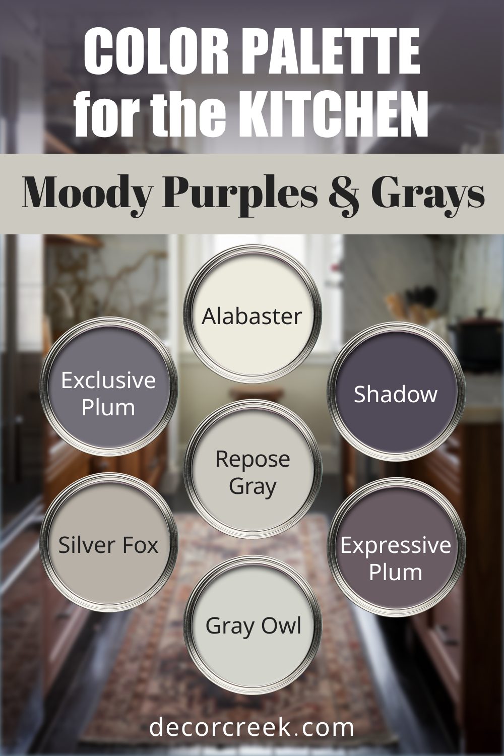 Moody Purples & Grays - 19 Best Paint Color Palettes for the Kitchen