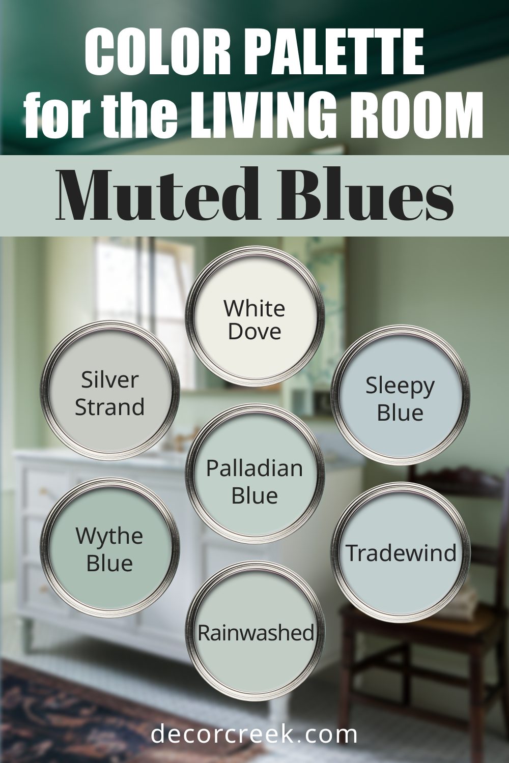 Muted Blues - 18 Best Paint Color Palettes for the Living Room