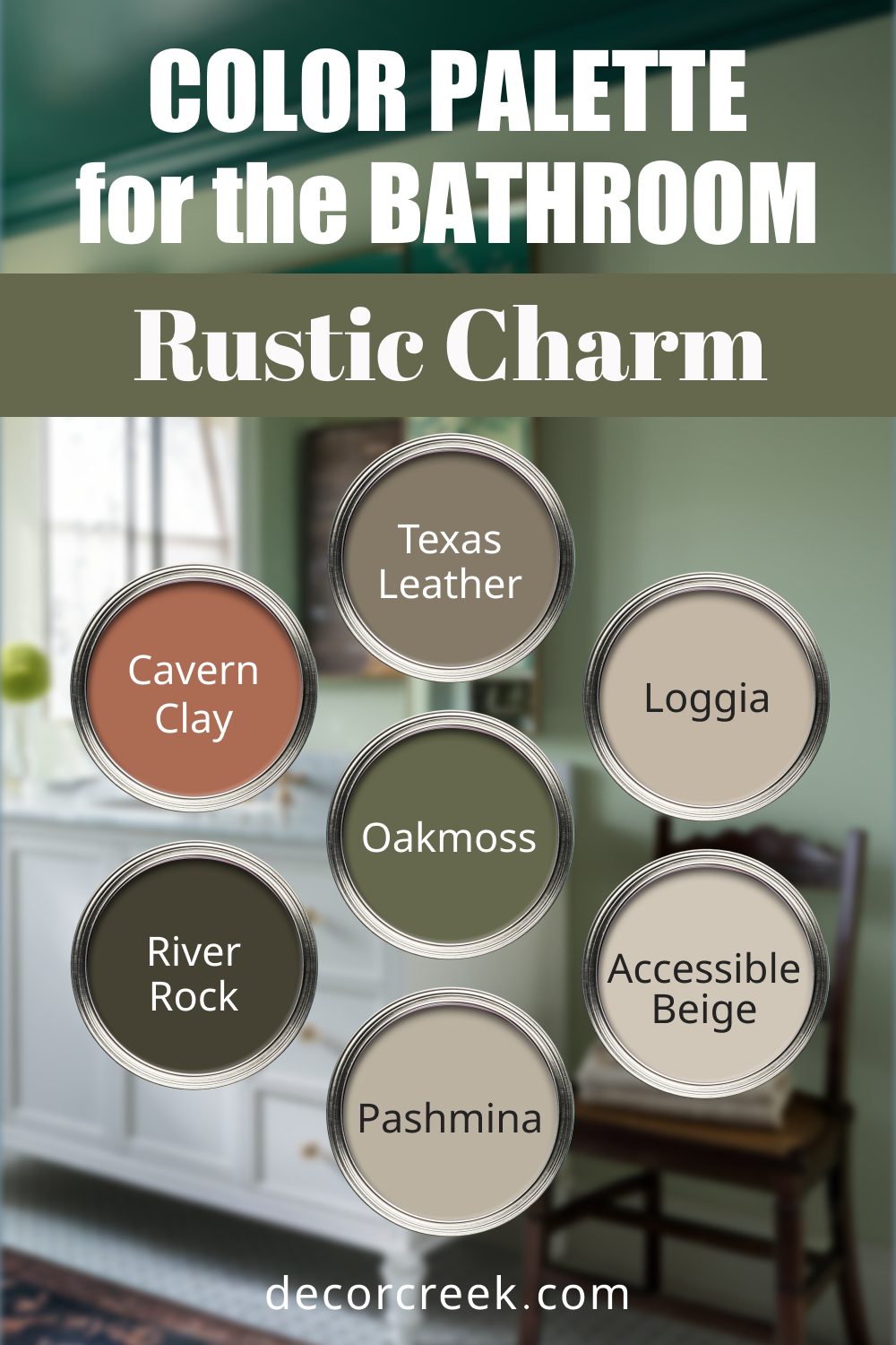 Rustic Charm - 14 Best Paint Color Palettes for the Bathroom