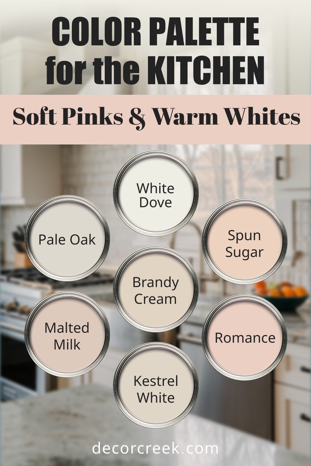 Soft Pinks & Warm Whites - 19 Best Paint Color Palettes for the Kitchen