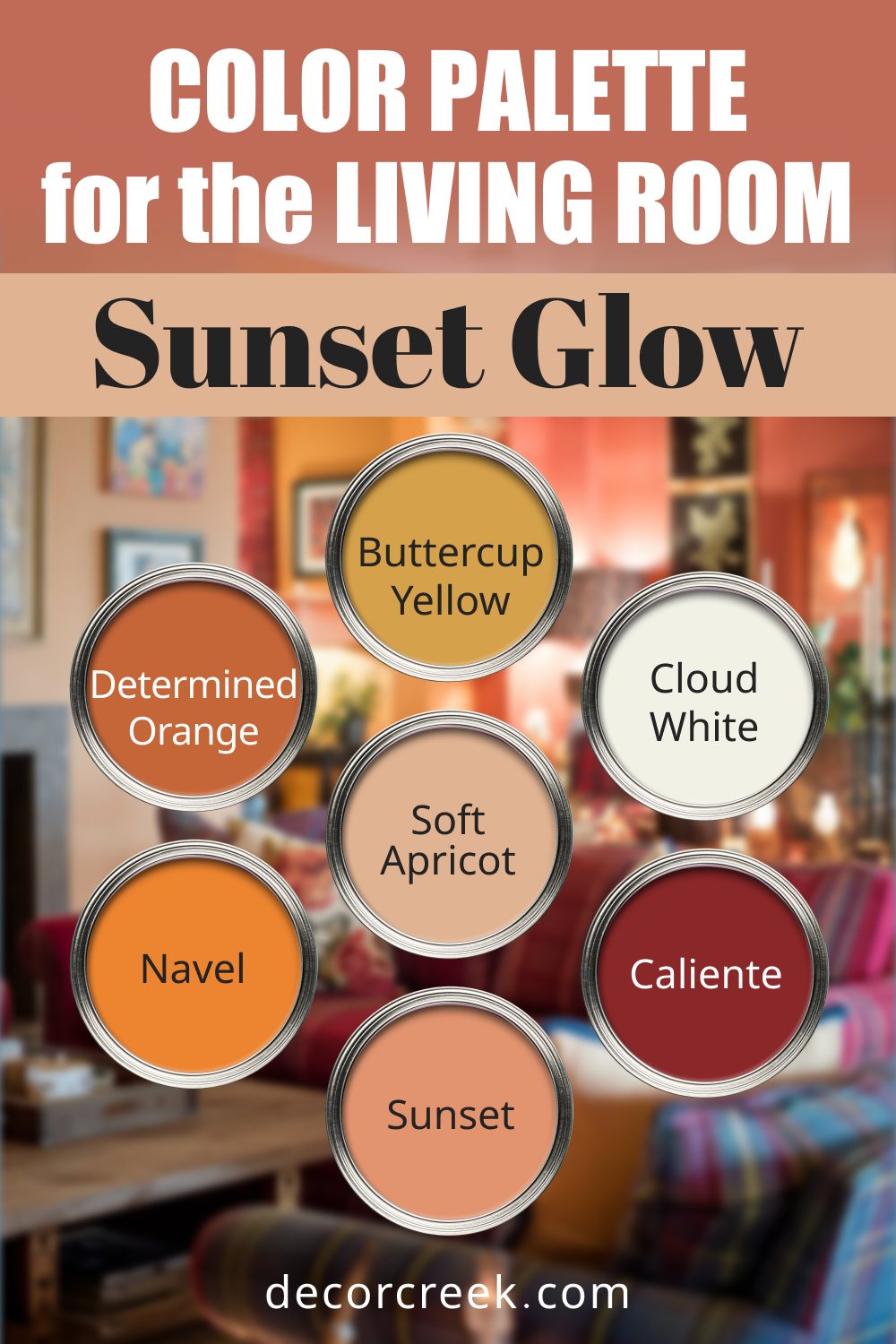 Sunset Glow - 18 Best Paint Color Palettes for the Living Room