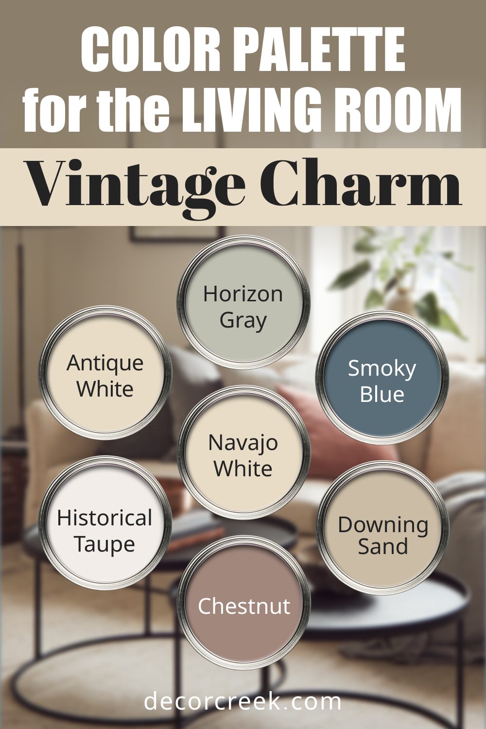 Vintage Charm - 18 Best Paint Color Palettes for the Living Room