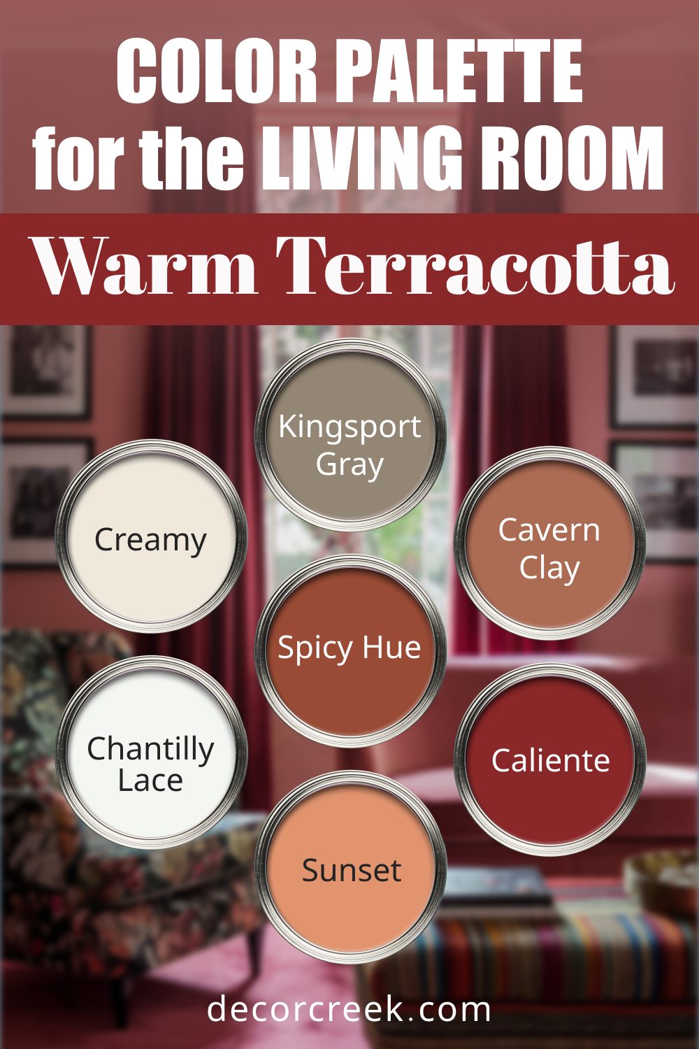 Warm Terracotta - 18 Best Paint Color Palettes for the Living Room