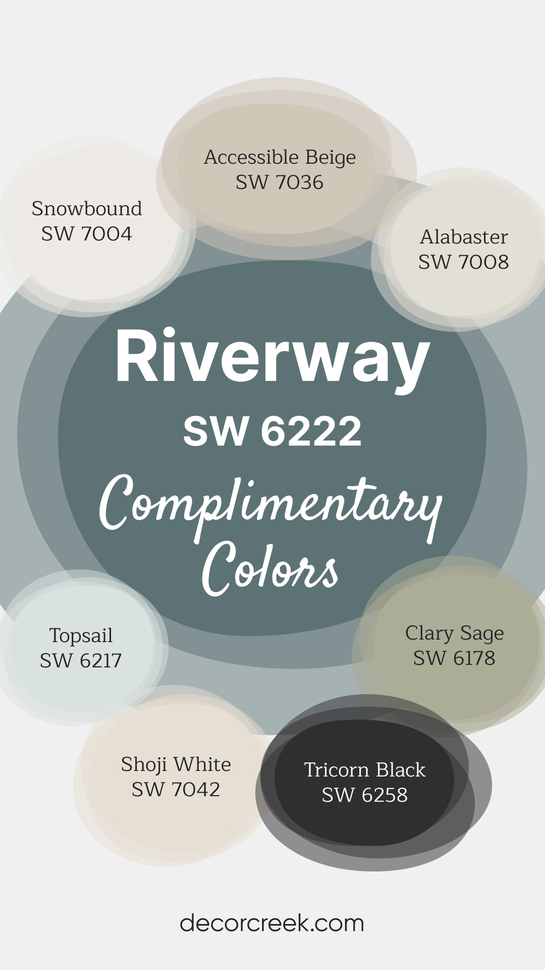 Complimentary Colors for Riverway SW 6222 Paint Color by Sherwin Williams