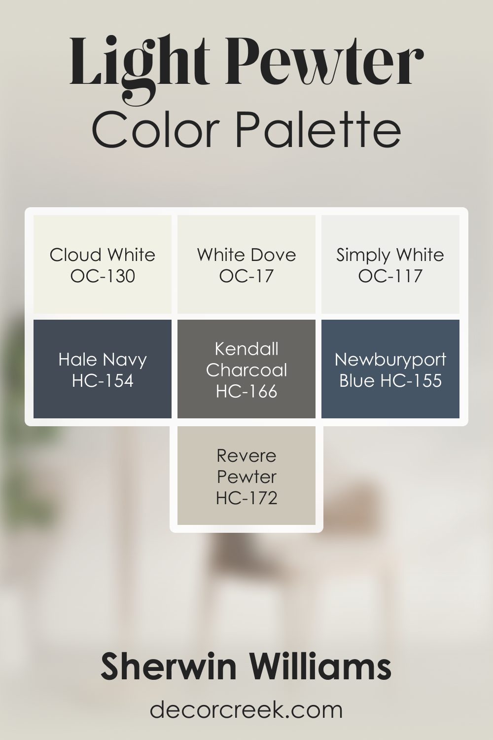 Light Pewter 1464 by Benjamin Moore Color Palette