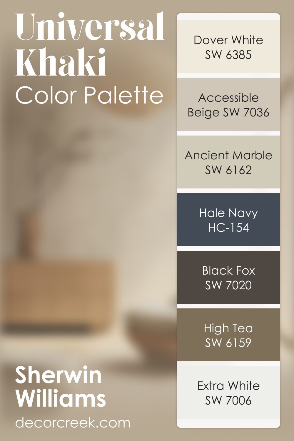 Universal Khaki SW 6150 by Sherwin Williams Color Palette