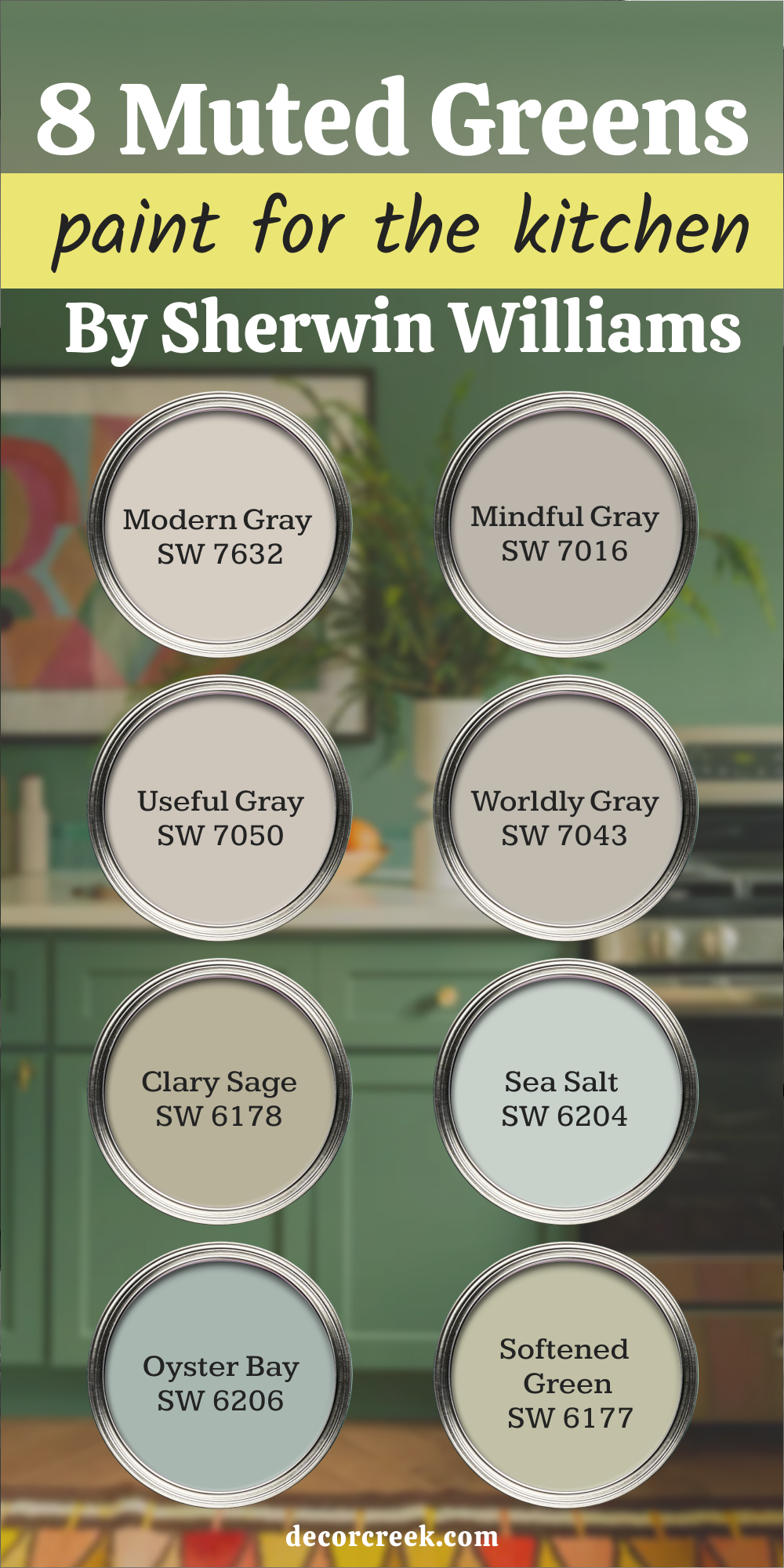 8 Muted Greens Paint Color for Kitchen by Sherwin Williams