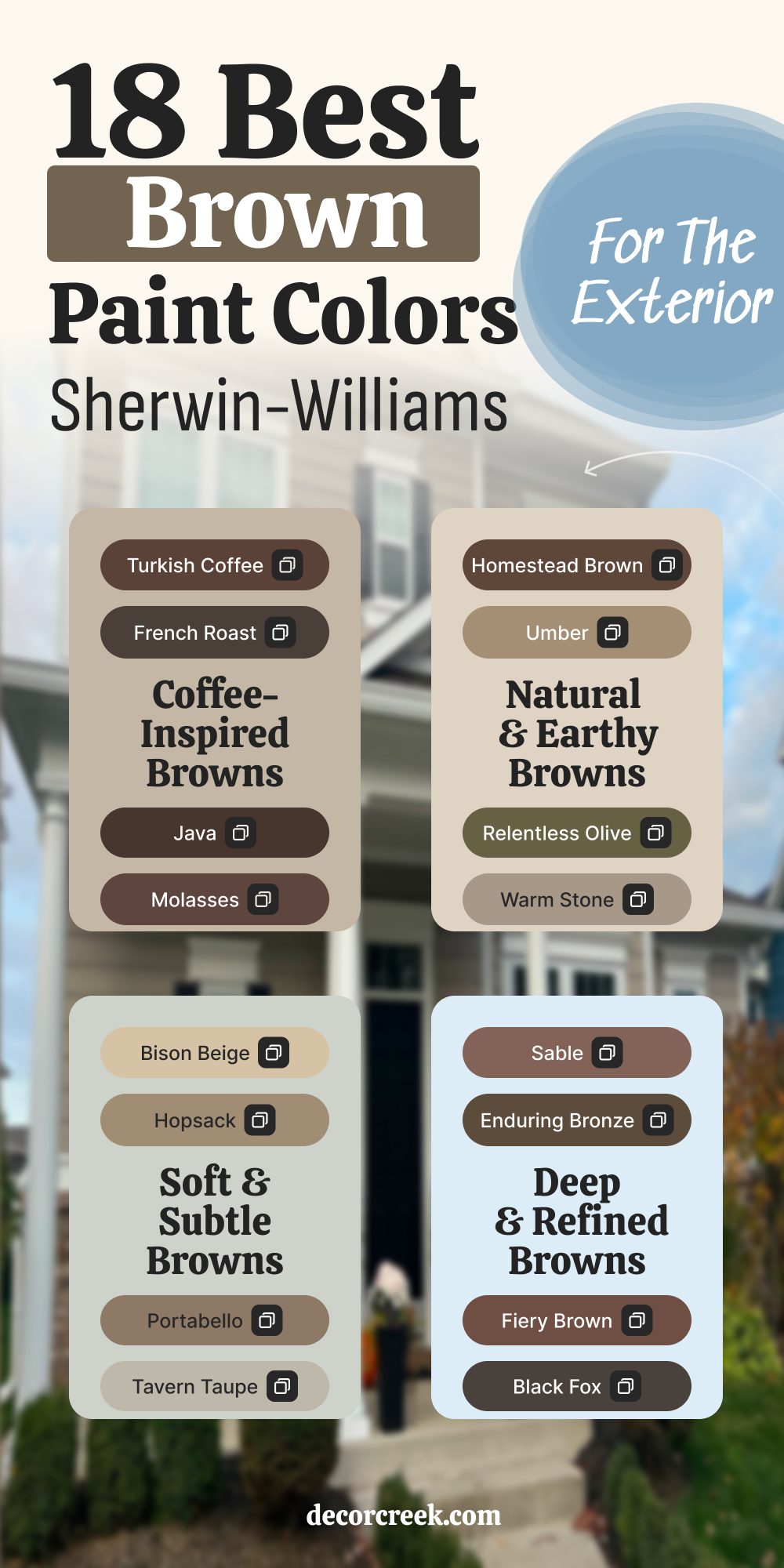 18 Best Sherwin Williams Brown Paint Colors for the Exterior