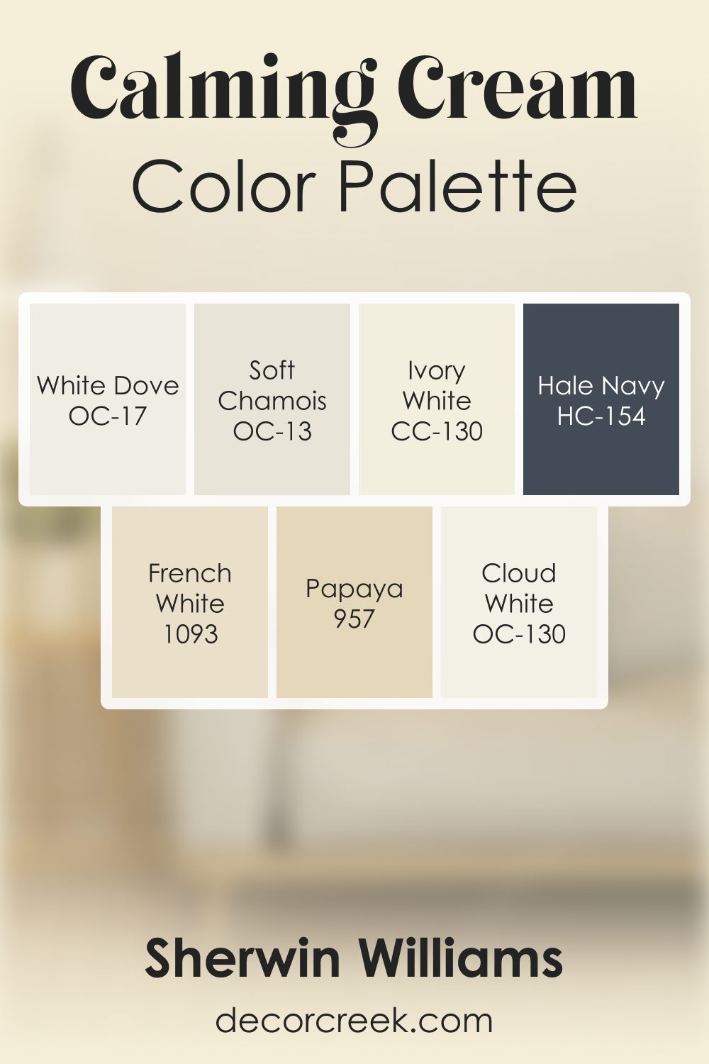 Calming Cream OC-105 by Benjamin Moore Color Palette
