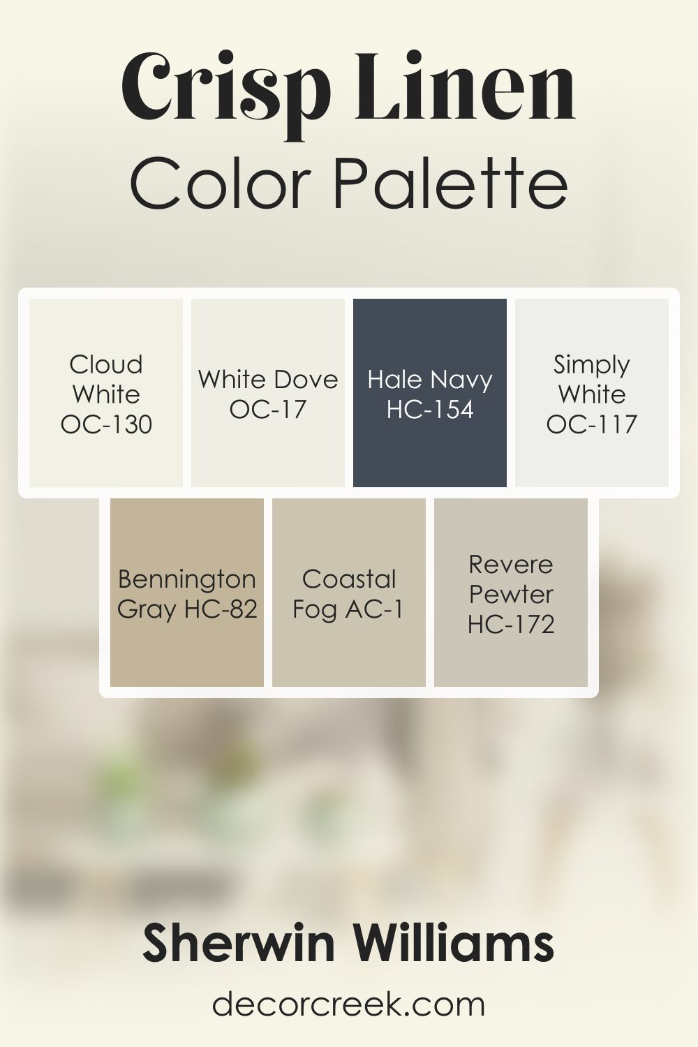 Crisp Linen CSP-305 by Benjamin Moore Color Palette