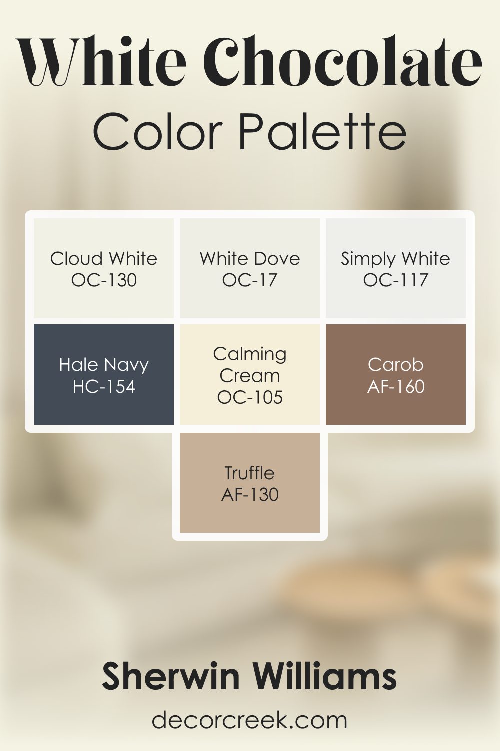 White Chocolate OC-127 by Benjamin Moore Color Palette
