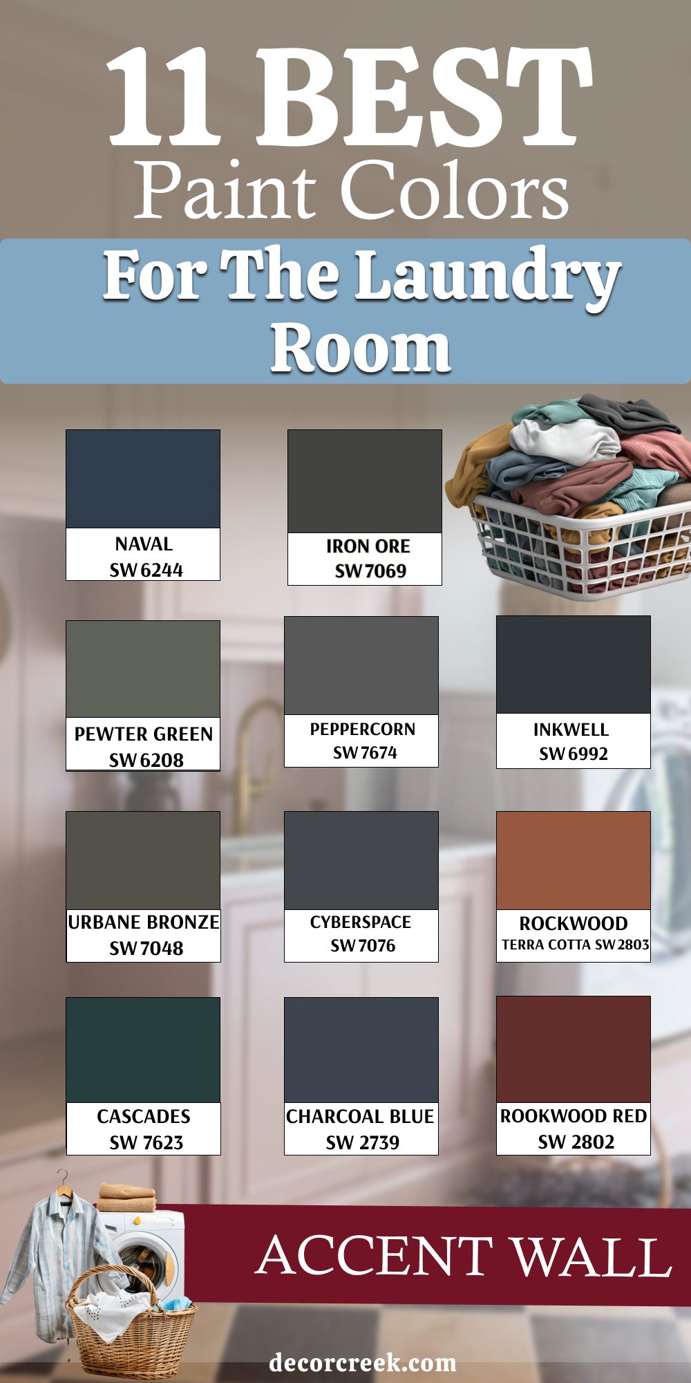 11 best paint colors for the laundry room accent wall