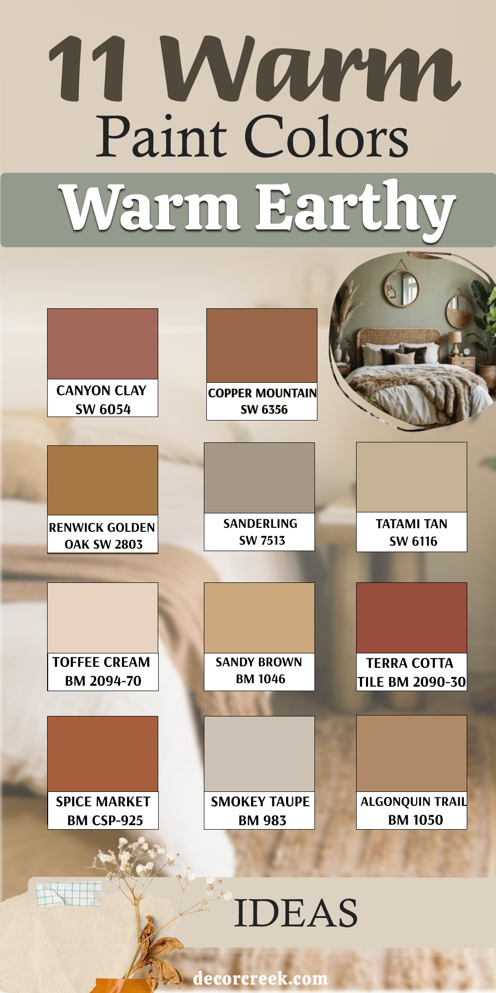 11 warm earthy bedroom paint color ideas