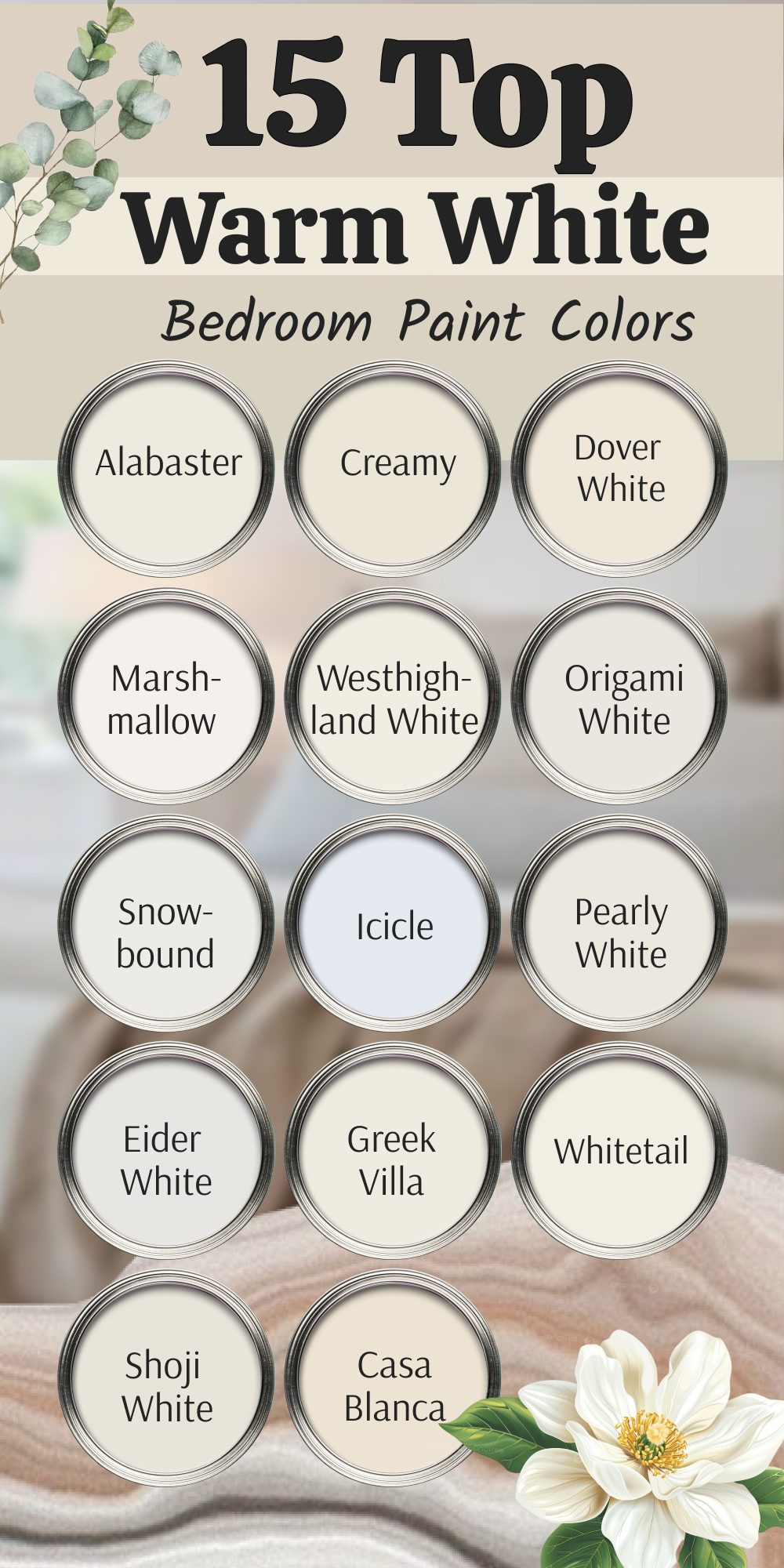 15 top warm white bedroom paint colors