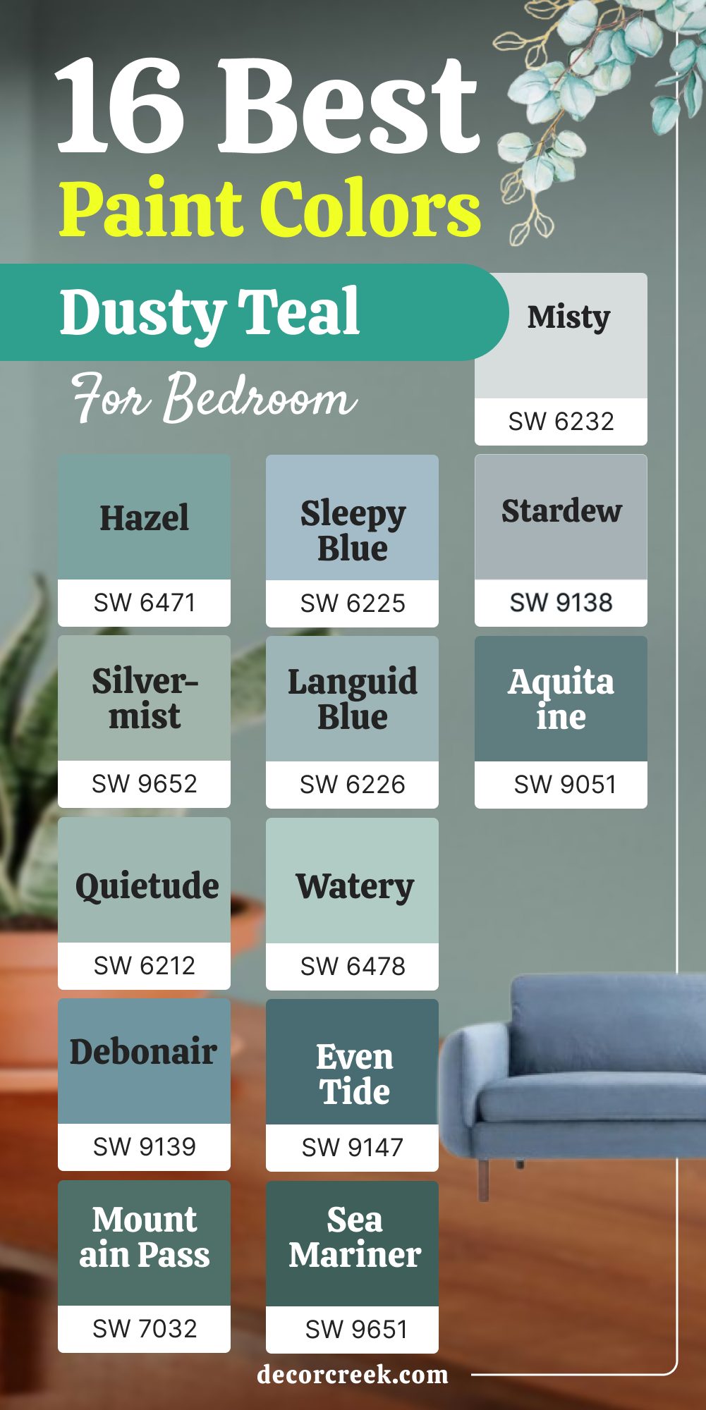 16 best dusty teal paint color for bedroom (2)