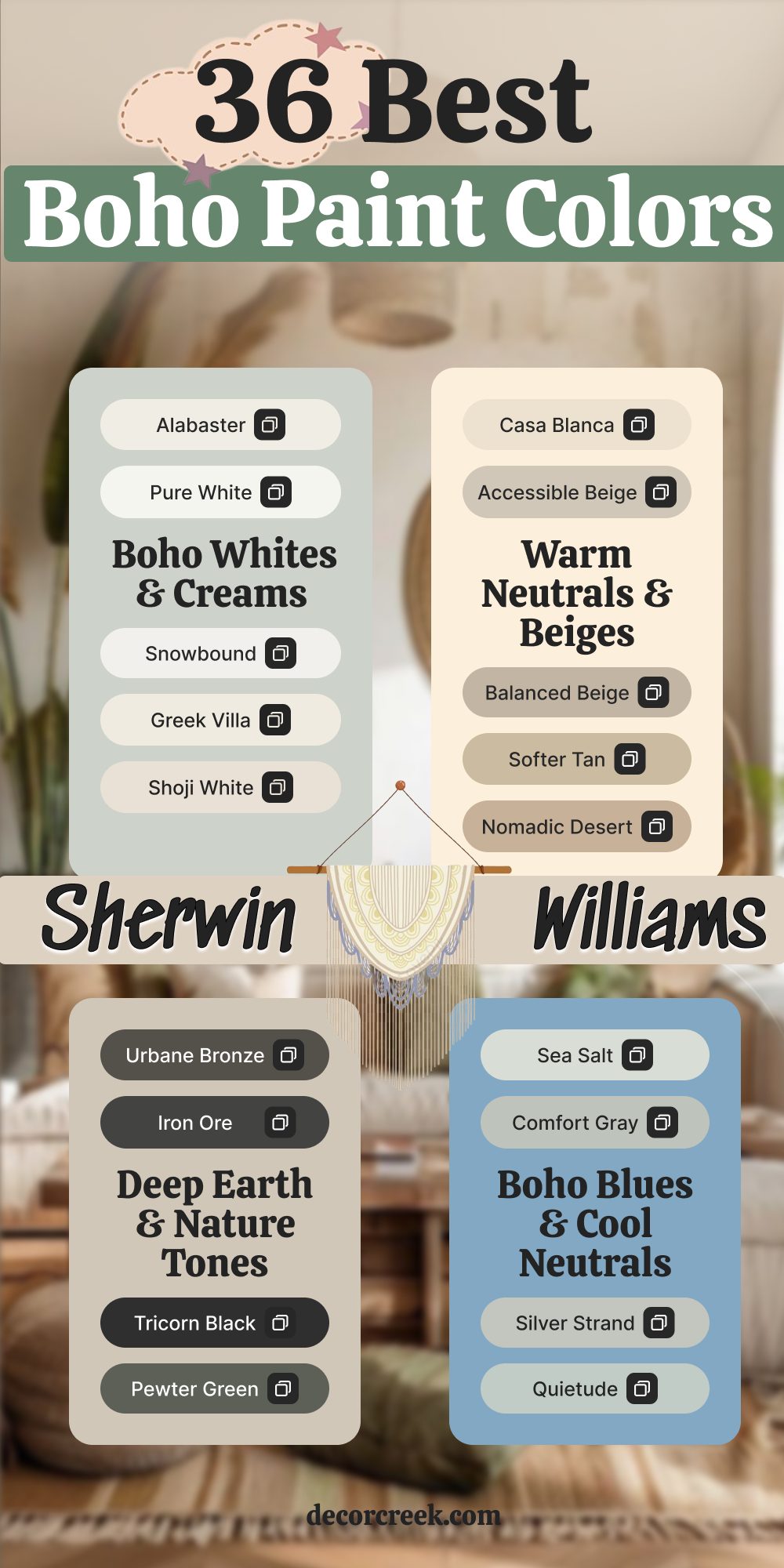 36 best boho psint colors from sherwin williams